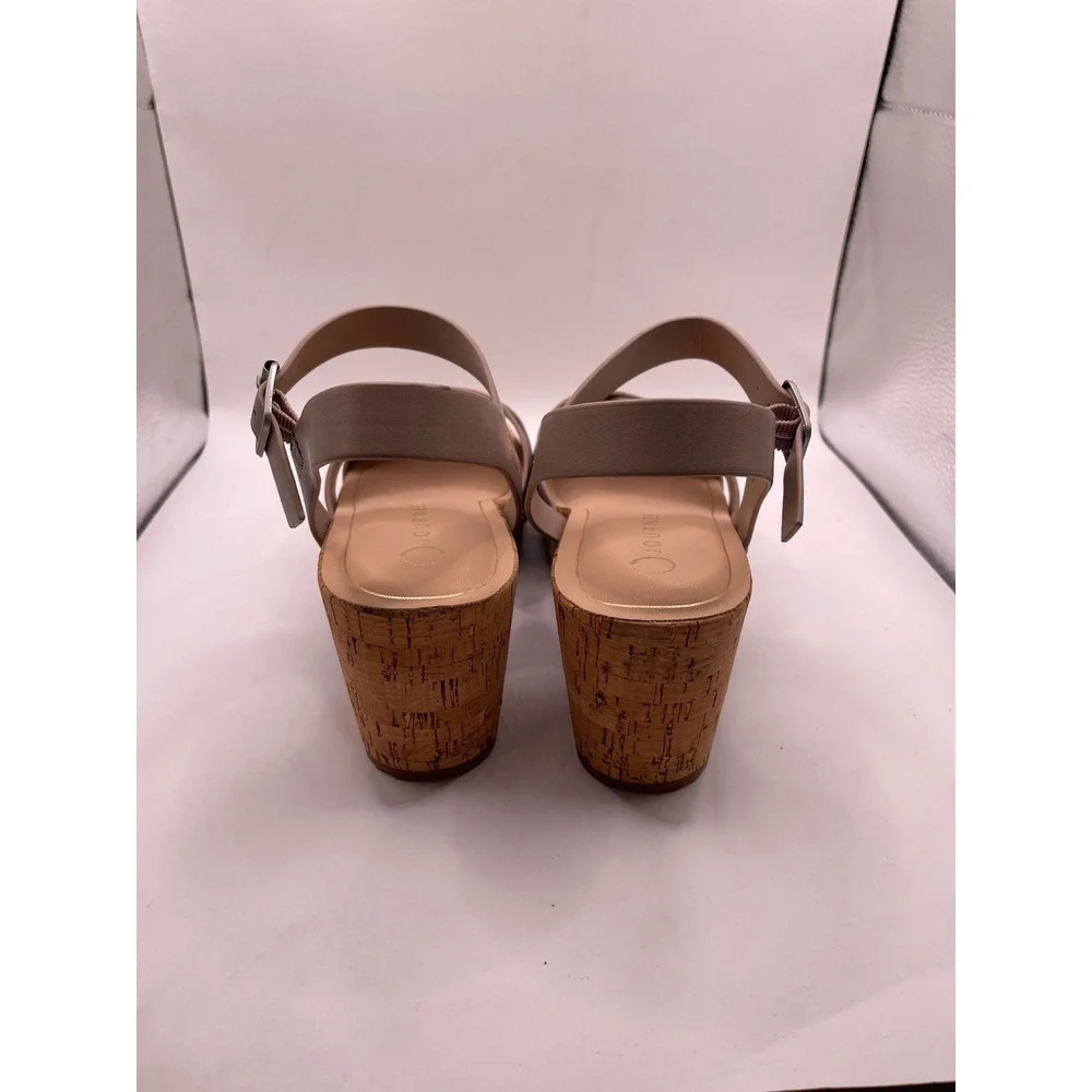 Journee Collection Valentina Taupe Cork Wedge Platform Sandals Studded Womens 9